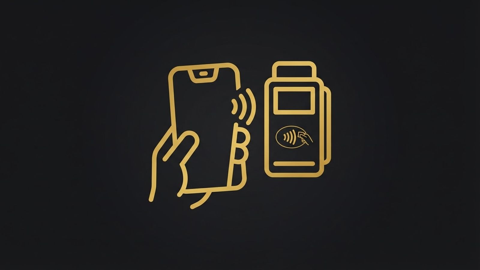 Icône de paiement mobile doré neutre